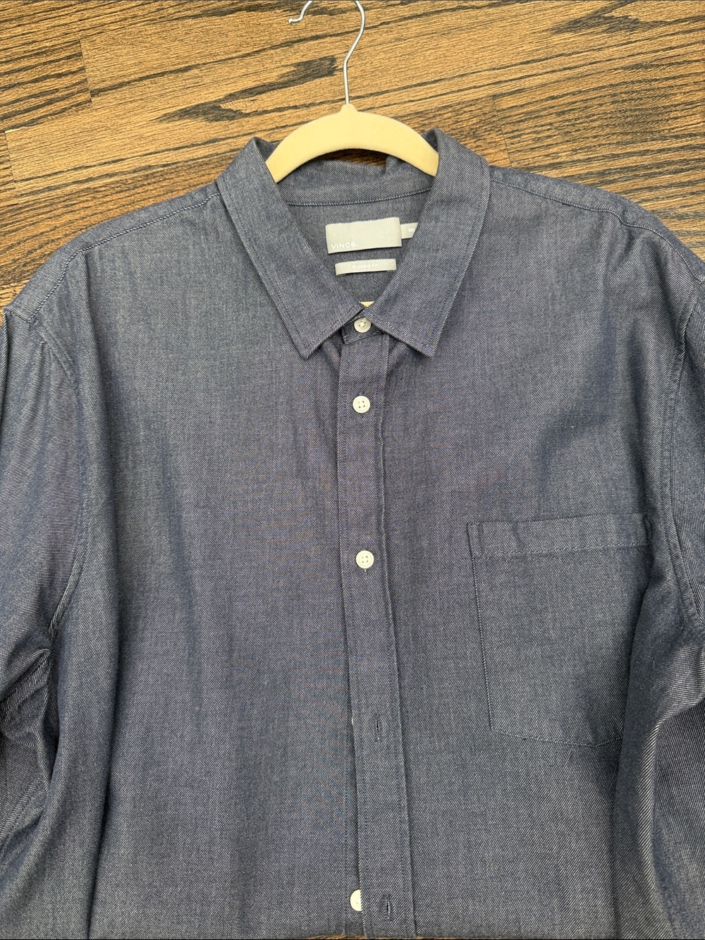 Vince Men's Classic Long-Sleeve Denim Shirt - Dark Blue